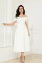 Crepe Stone Detailed Midi Dress - White