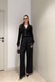 A Pile High Waist Palazzo Trousers - Black - 4