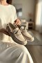 Laisla Beige Suede Beaded Detailed Ballerina Shoes - 5