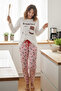Women's Patterned Pajama Set-White - 2