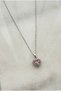 Zircon Stone Heart Charm Pink Stone Detailed Stone Heart Model Necklace Valentine's Day Necklace