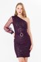 One-Shoulder Evening Dress – Tulle Sleeve, Above Knee, Special Occasion Dress - 7