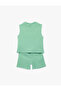 Crew Neck Sleeveless Printed Cotton Tank Top and Shorts Set - Set of 2 - 4