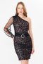 One-Shoulder Evening Dress – Tulle Sleeve, Above Knee, Special Occasion Dress