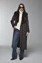 Collar Fur Detailed Coat Brown Coat 12358 - 3