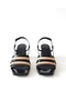 Patent Leather Thick Heel Black Beige Women's Sandals - 2