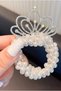 Cinderella with Crown Figure and Zircon Stones, Ballerina Princess Buckle, Horsetail, Children's Rubber Buckle with Pearl Bun