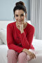 Women's Patterned Pajama Set-Red - 3