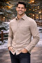 Beige Lumberjack Shirt Men's Regular Fit Single Pocket Winter Shirt Stylish and Comfortable