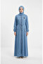 Tensel Fabric Hooded Zippered Robe 1601-01 Blue - 4