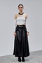 Black Leather Skirt High Waist and Belted Women's Modern Stylish Daily Use - 8