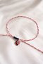 Red and White Stringed Glass Evil Eye Beaded Marteniçka Bracelet with Card