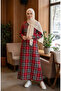 Plaid Patterned Lumberjack Winter Dress 2508-05 Red