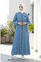 Tensel Fabric Hooded Zippered Robe 1601-01 Blue