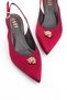 Short Heeled Open Back Shoes High Heeled Shoes Burgundy Satin Shoes - 4
