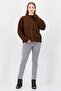 Women Mock Neck Cable Knit Sweater, Brown - 2