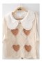 Girl's Heart Knitted Vest Lace Collar Blouse Plaid Pleated Skirt 3-Piece Set 2 3 4 5 Years - Black - 4