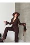 Women's Rose Accessory Detailed Double Breasted Collar Jacket and Trousers Suit - 5