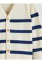 Lcw Kids Navy Blue V-Neck Striped Boy's Knitwear Cardigan - 5