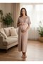 New Season Mink Full Length Summer Nightgown with Breastfeeding Feature, Short Sleeve Lace Design, Maternity and Postpartum Nightgown - 7