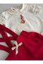 handmade 100% cotton handmade 100% cotton baby girl rabbit embroidered shirt and short salopette set - 4