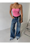 Ribbed Strapless Knitwear Blouse Crop - 2