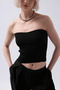 Ribbed Strapless Knitwear Blouse Crop - 6