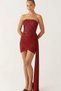 Women's Black Strapless Sequined Mini Dress - Strapless Side Train Party Dress - 4