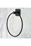 ®   Self-Adhesive Black Stainless Metal Round Towel Holder - 3