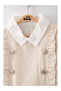 Girl's Style Tweed Vest and Shorts Set - Beige - 3