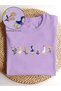 Women's Lilac Flower Duck Printed Oversize T-Shirt