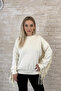 Imported Cream Self-Tasseled Women's Knitwear