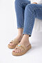 Women's Evil Eye Bead Detailed Shining Summer Slippers Gift Slippers Stc1233