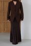 Brown Blazer Jacket with Scarf Detail - 9060 - 6