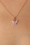 Gold Lilac Color Butterfly Figure Women's Necklace - 2