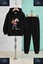 Children's Unisex Horse Man Backpack 3-Piece Hooded Tracksuit Set - 2