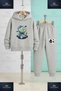 Children's Unisex Teddy Bear Patched Turquoise Needle-Punched 3-Piece Hooded Tracksuit Set - 3
