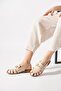 Gensete Genuine Leather Women's Sandals with Window Buckle Beige Skin - 3