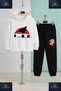 Children's Unisex Car White Japanese Writing 3-Piece Hooded Tracksuit Set - 2