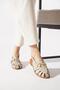 Gensete Window Buckle Genuine Leather Women's Sandals Silver Gray - 4