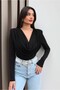 Zr Model Front Draped Collar Blouse