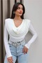 Zr Model Front Draped Collar Blouse