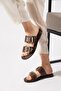 Tifeser Trocley Double Buckle Women's Slippers Brown Skin - 2