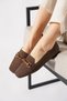 Ferdes Bocuk Buckle Knitwear Women's Ballerina Brown