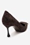 REBEL Brown Patterned Buckled Women's Heeled Shoes - 5