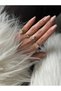 Gold Marquise Cut Round Pinky Ring Adjustable - 3