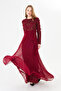 Women's Embroidered Long Sleeve Maxi Chiffon Evening Dress - 2