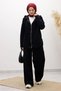 Zippered Hooded Denim Suit Tsd250250 Black - 3