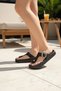 Women's Black Buckle Flip-Flops |   Thick Sole Orthopedic Daily Slippers - 2