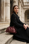 Burgundy Chain Detailed Drawstring Women's Shoulder Bag - 3